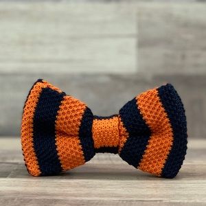 Men’s Orange & Navy Bold Stripe Knit Bow Tie